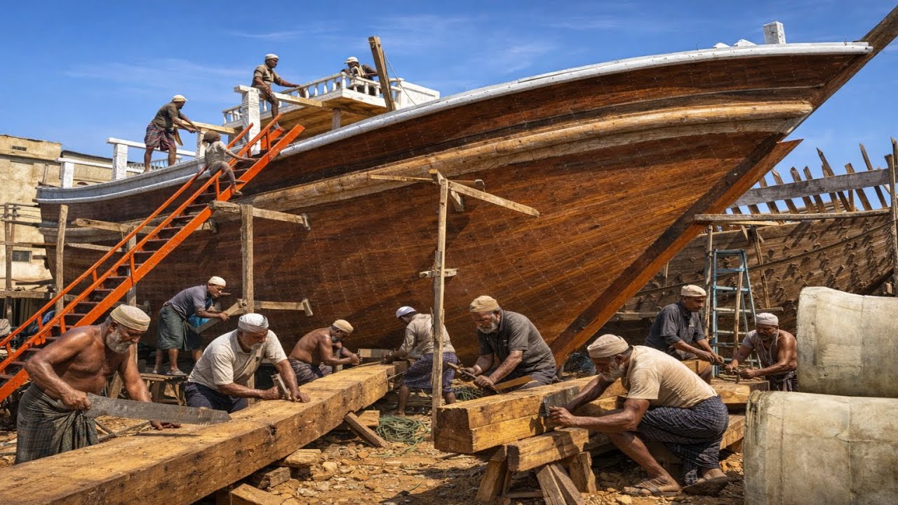 Man Build a Full Size Wooden Ship From Raw Logs | Handmade Wooden Ship Manufacturing in Pakistan