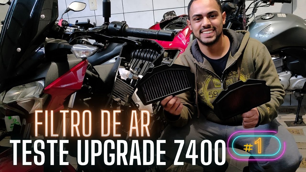 Kawasaki Z400 teste Upgrade dos gringos filtro de AR, ficou mais potente? Barulho de sem filtro 🔥