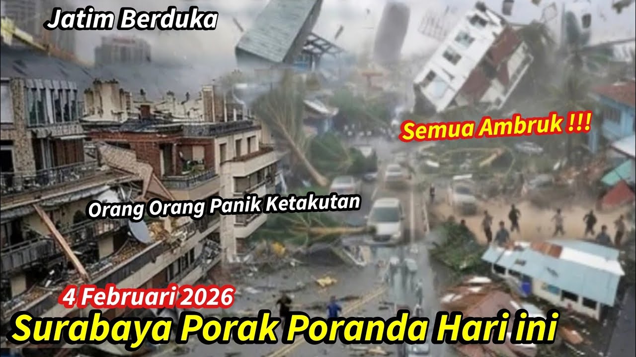 SURABAYA GEMPAR 4-2-2026! BARU SAJA BADAI DAHSYAT 150KM KOTA SURABAYA HARI INI, TORNADO SURABAYA