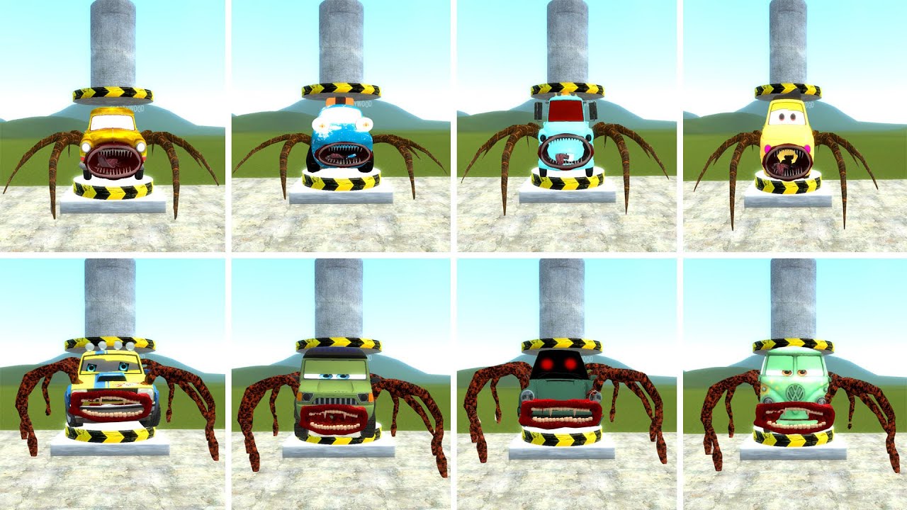 MONSTER CAR: CAR EATER, BUS EATER,TRUCK EATER,SCHOOL BUS EATER,MCQUEEN EATER and HOUSE HEAD in Gmod!