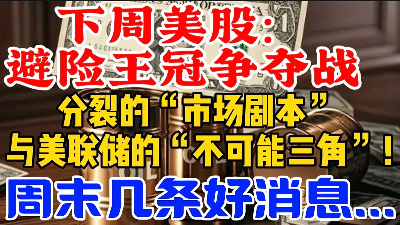 下周美股：避险王冠争夺战：分裂的“市场剧本”与美联储的“不可能三角”！周末：几条好消息...！