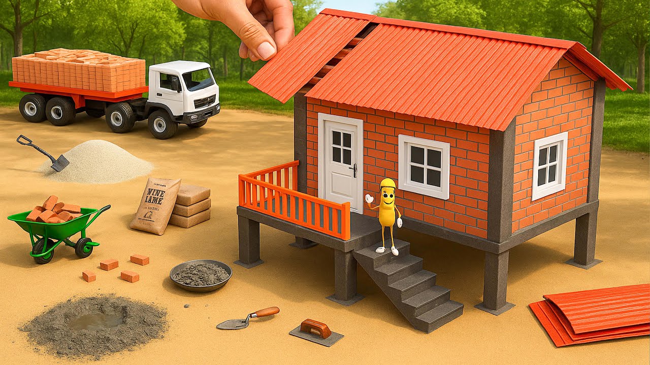 Mini Bricks House Construction | Diy Truck Building Elevated House Science project @Sano Creator