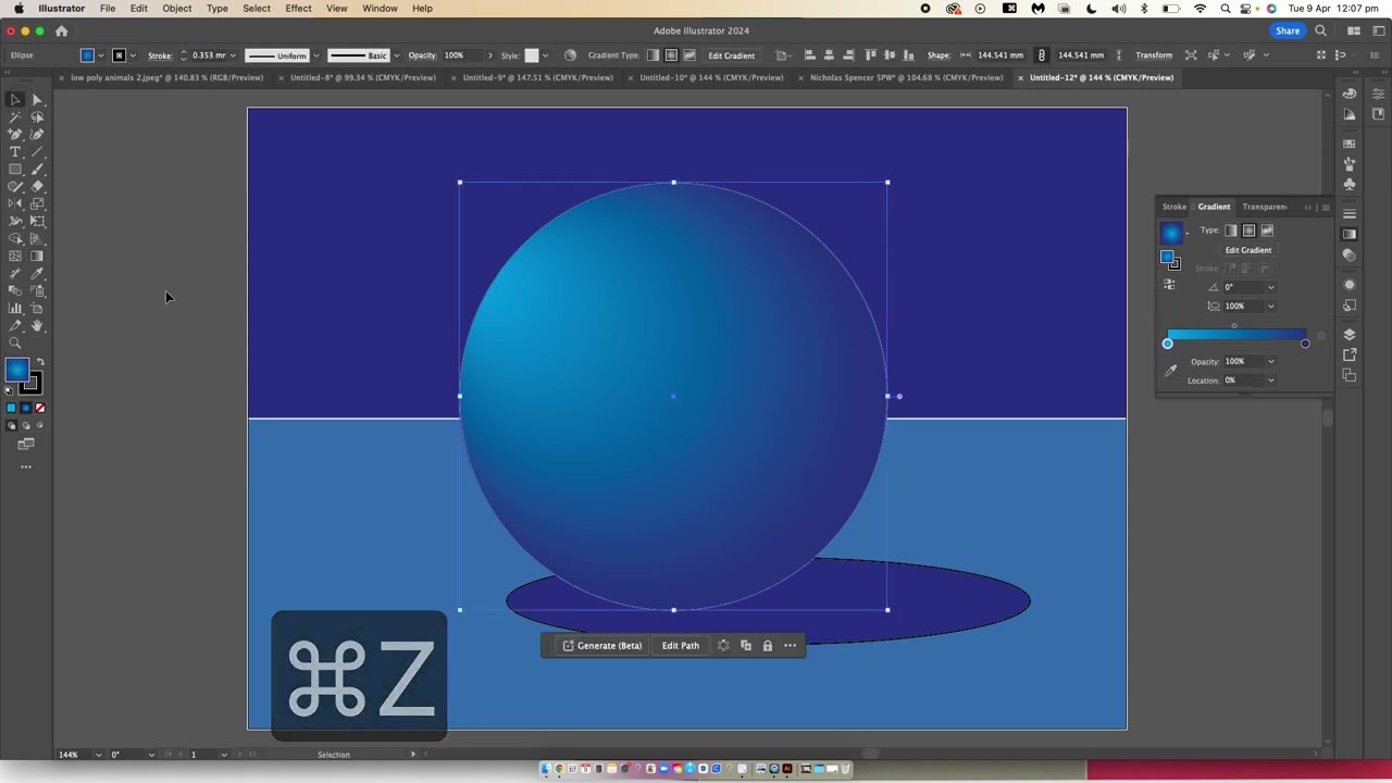 How to create a basic sphere with shading, using the gradient tool in Adobe Illustrator.