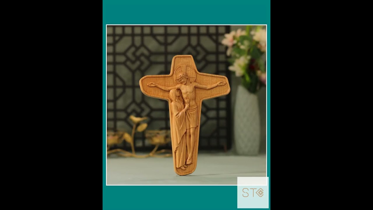 Christ Crucifix – Hand-Carved Solid Wood | Catholic Wall Cross | Christian Gift for Home Altar Fa...