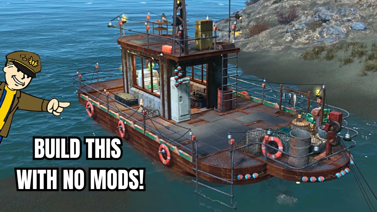Building Boats From Scratch On Survival With No Mods! - Fallout 4 Settlement Tutorial