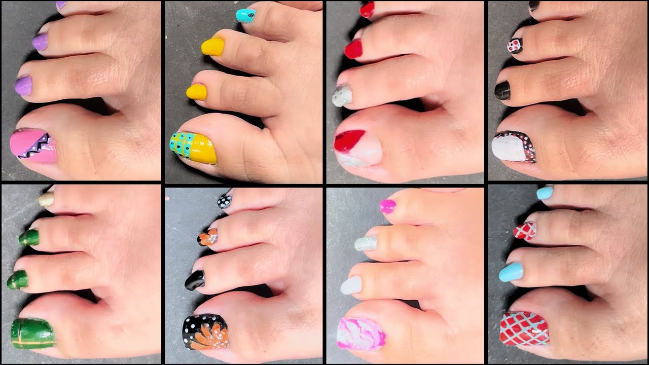 Foot Nail Art Design Step by Step | Toe Nail Art at Home 🏡 | Simple Nail Art Design #toes #nailart 