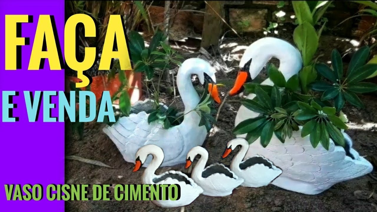DIY / COMO FAZER  VASO CISNE DE CIMENTO PASSO A PASSO SEM PRECISAR FORMA. VASO DE CIMENTO .