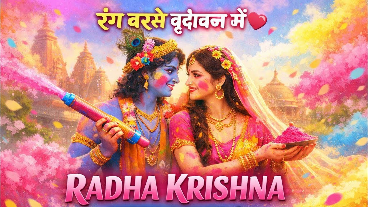 🤗रंग बरसे वृंदावन में,खेले राधा कृष्ण💖। राधा कृष्ण होली🎶।HOLI SONS। #radhakrishna #viral #holi #song