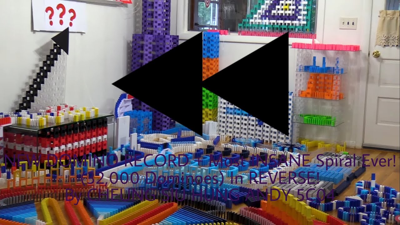 NEW DOMINO RECORD + Most INSANE Spiral Ever! (32,000 Dominoes) In REVERSE!
