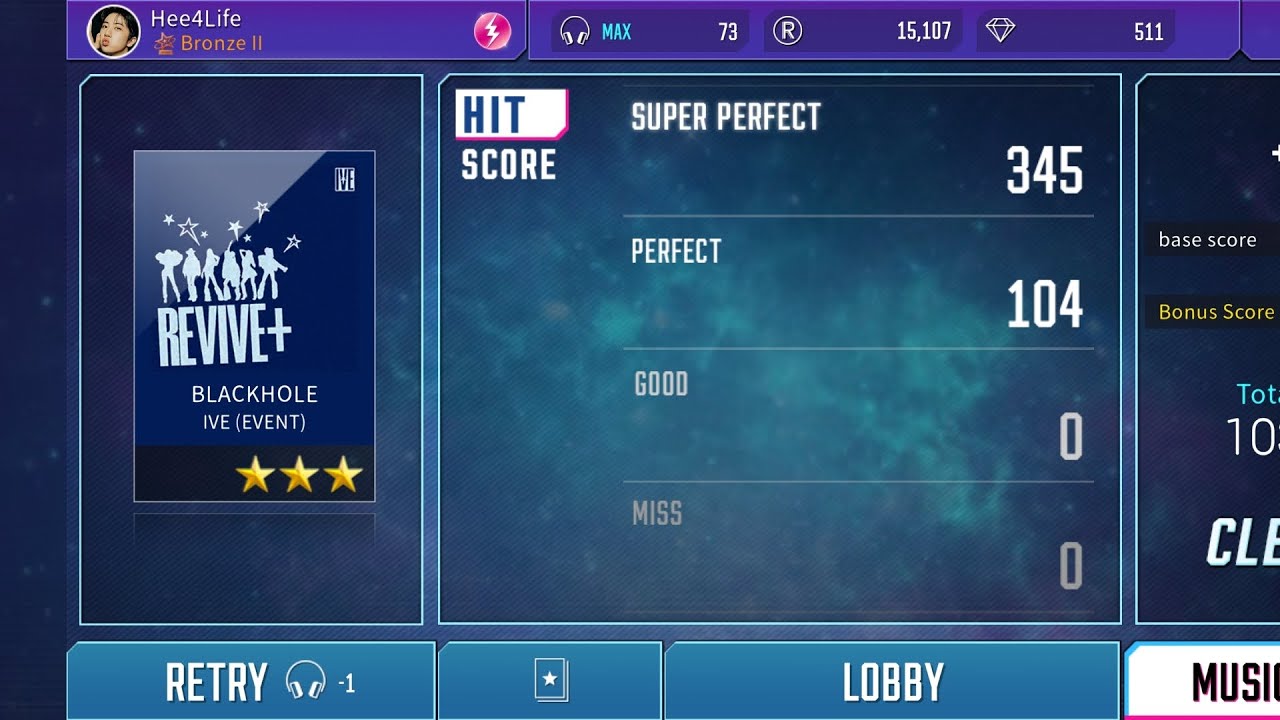 [SuperStar STARSHIP] IVE - BLACKHOLE (hard mode with three stars) (all perfect) [Handcam]