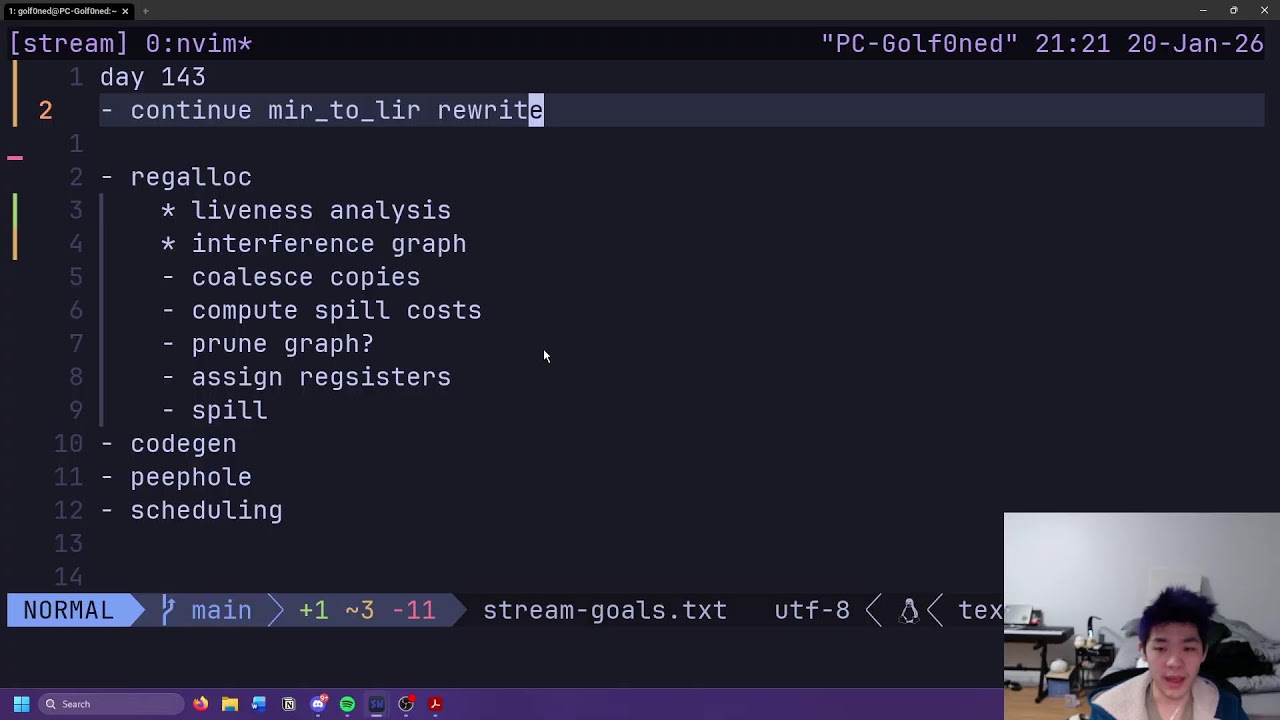 studying compilers every day until i land a compiler role (day 143)
