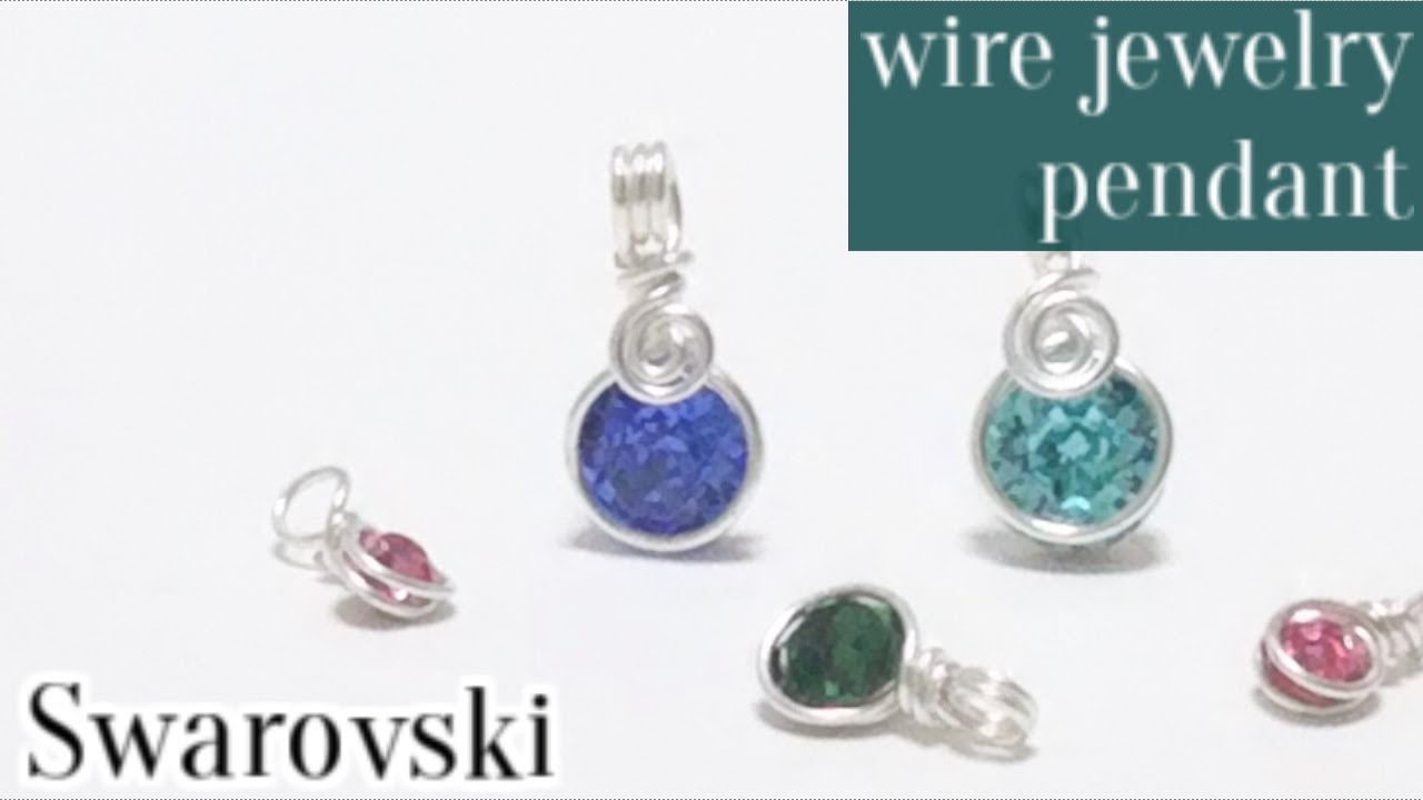 ＃60ワイヤーラップ・プチ・ペンダント（スワロフスキークリスタル）・wire jewelry pendant