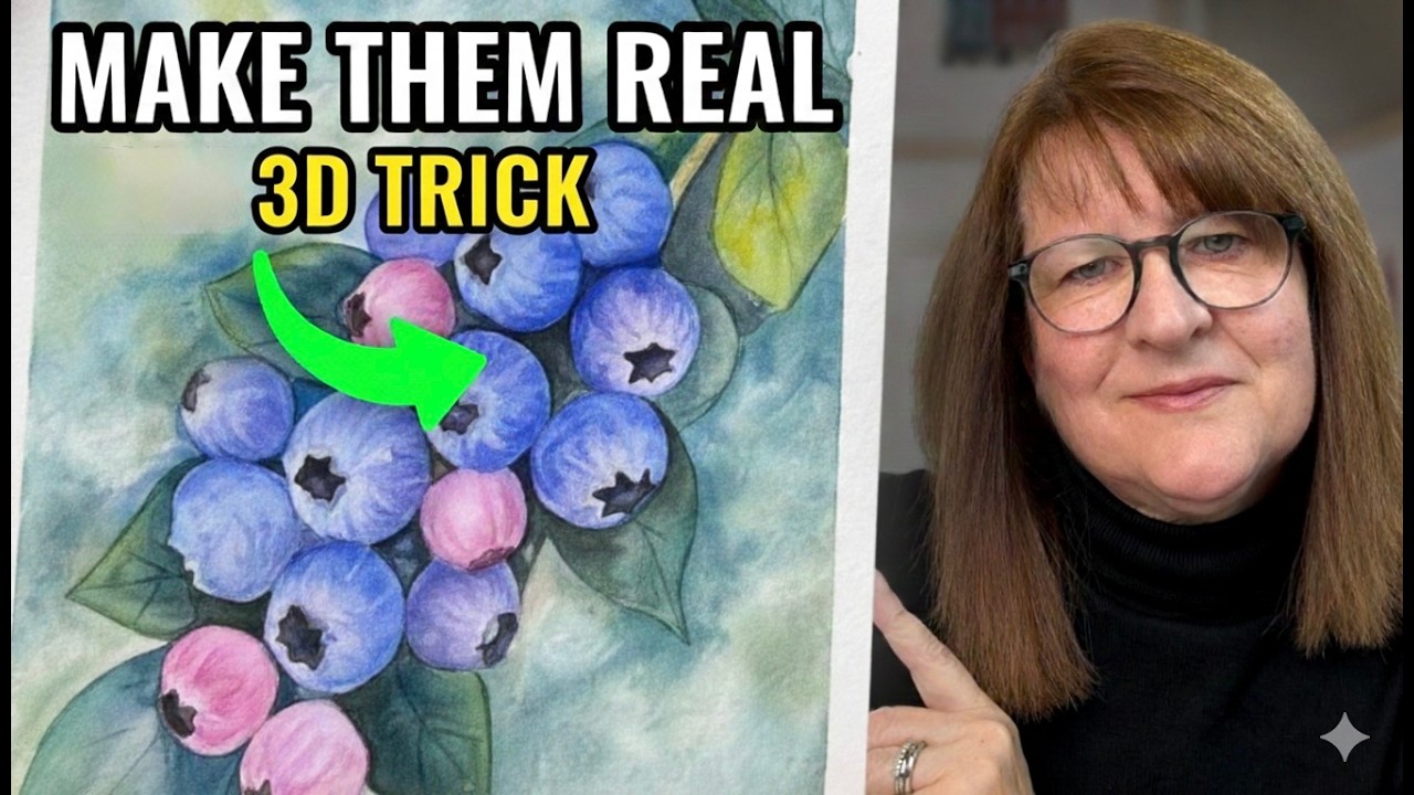 Paint Blueberries That Look REAL (Easy 3D Watercolor Trick)