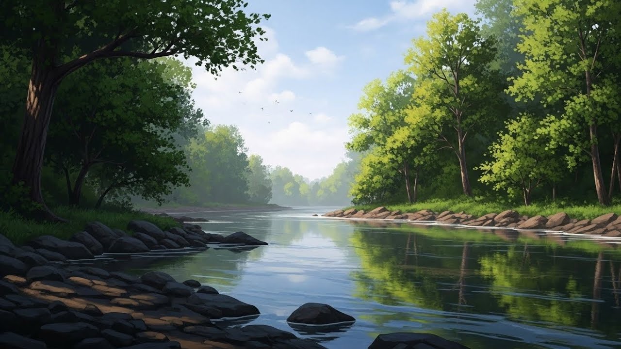 Flowing River in Forest 🌿🌊 Gentle Nature Sound for Meditation and Calm Mind #2105