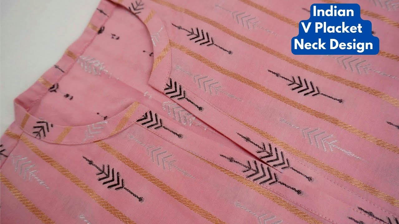 Indian V Placket Neck Design with Flat Collar | Sewing Tips & Tricks