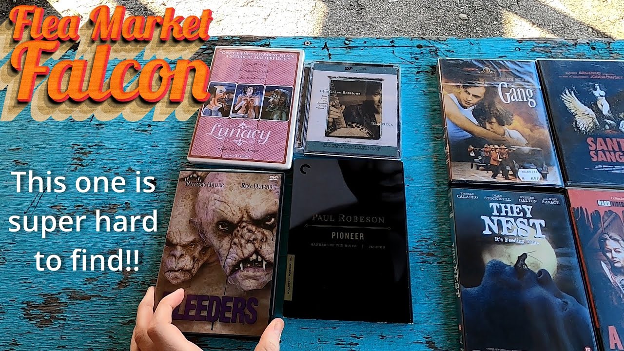 Поиск на блошином рынке редких, вышедших из печати DVD-дисков с фильмами ужасов и эксплуатационны...