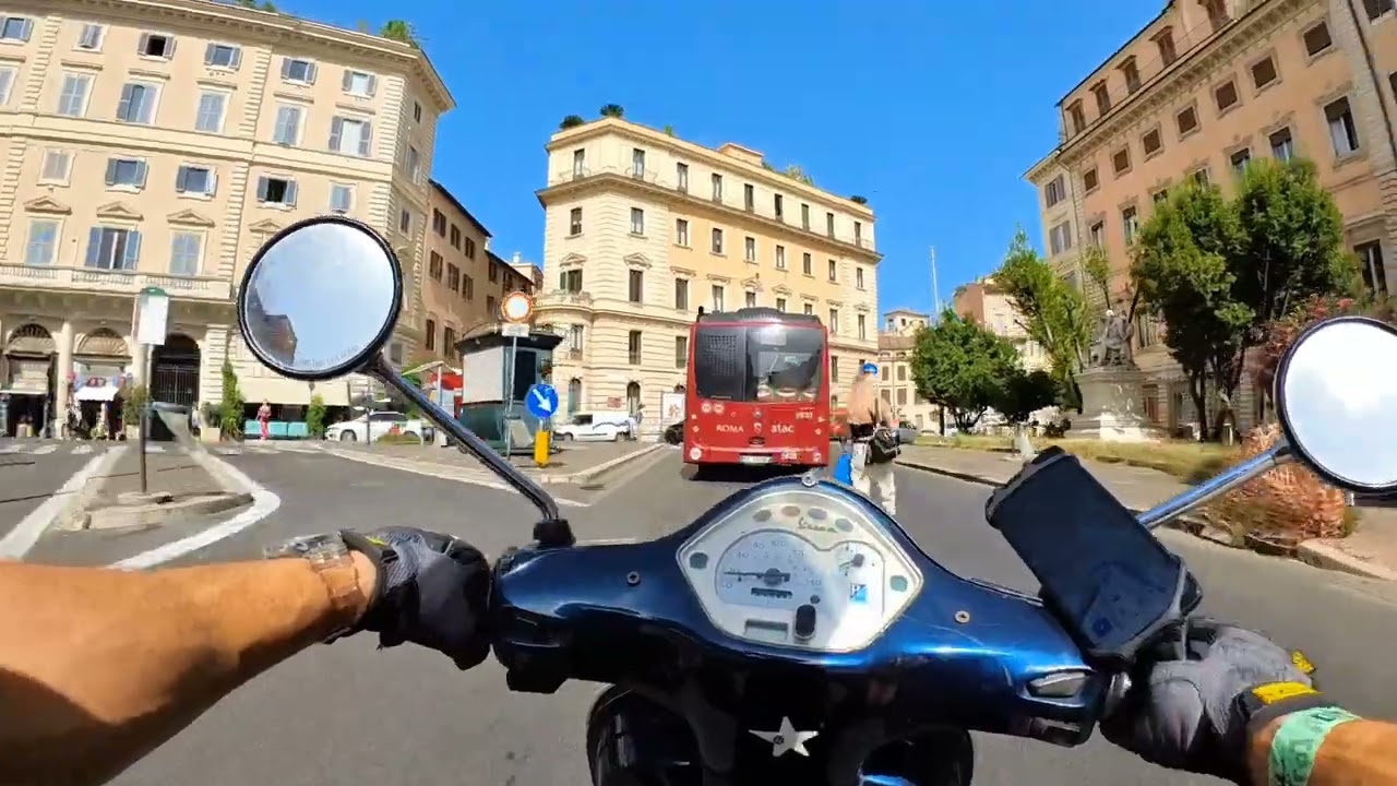Riding crappy rental scooter in Rome