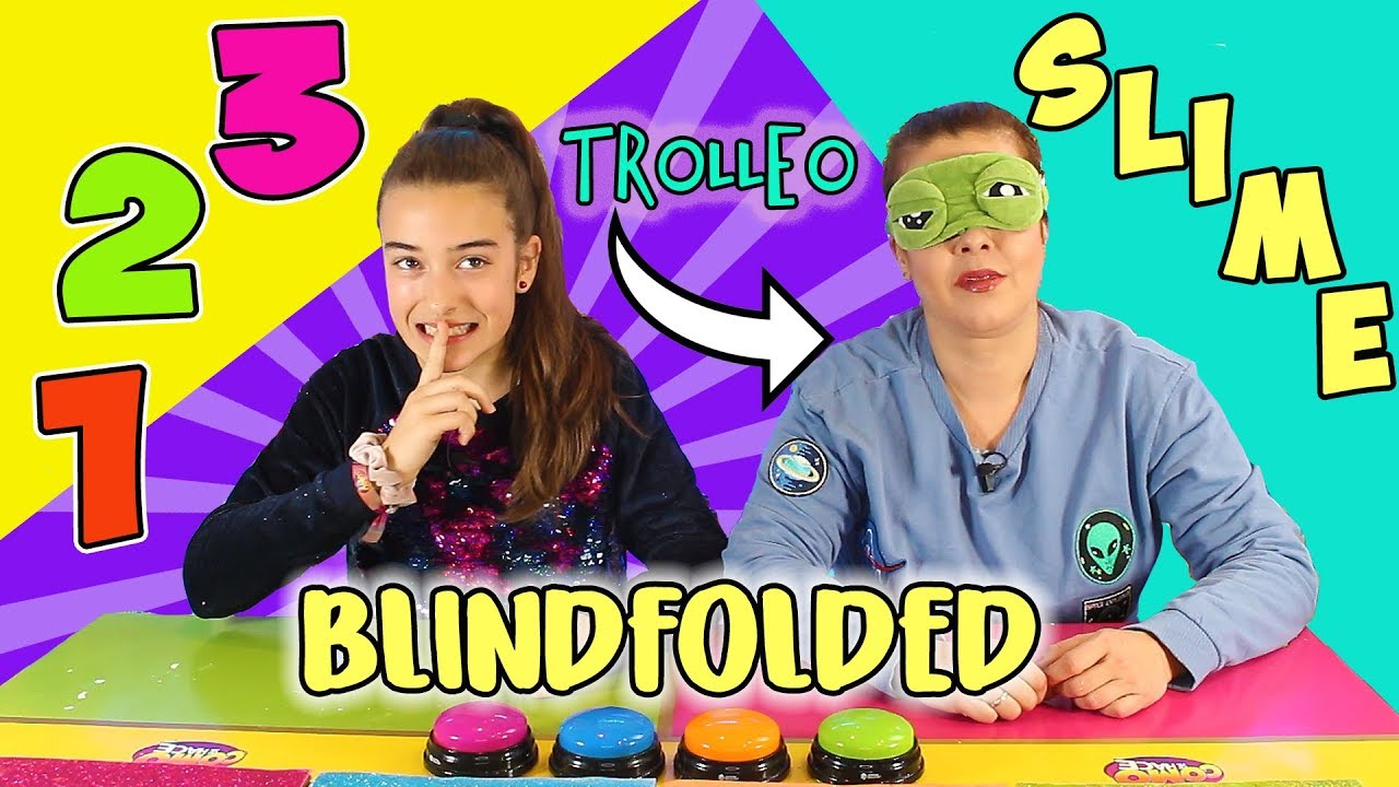 BLINDFOLDED 123 SLIME CHALLENGE ! Angela trollea a Marta jugando a 1 2 3 SLIME ! Slime prank