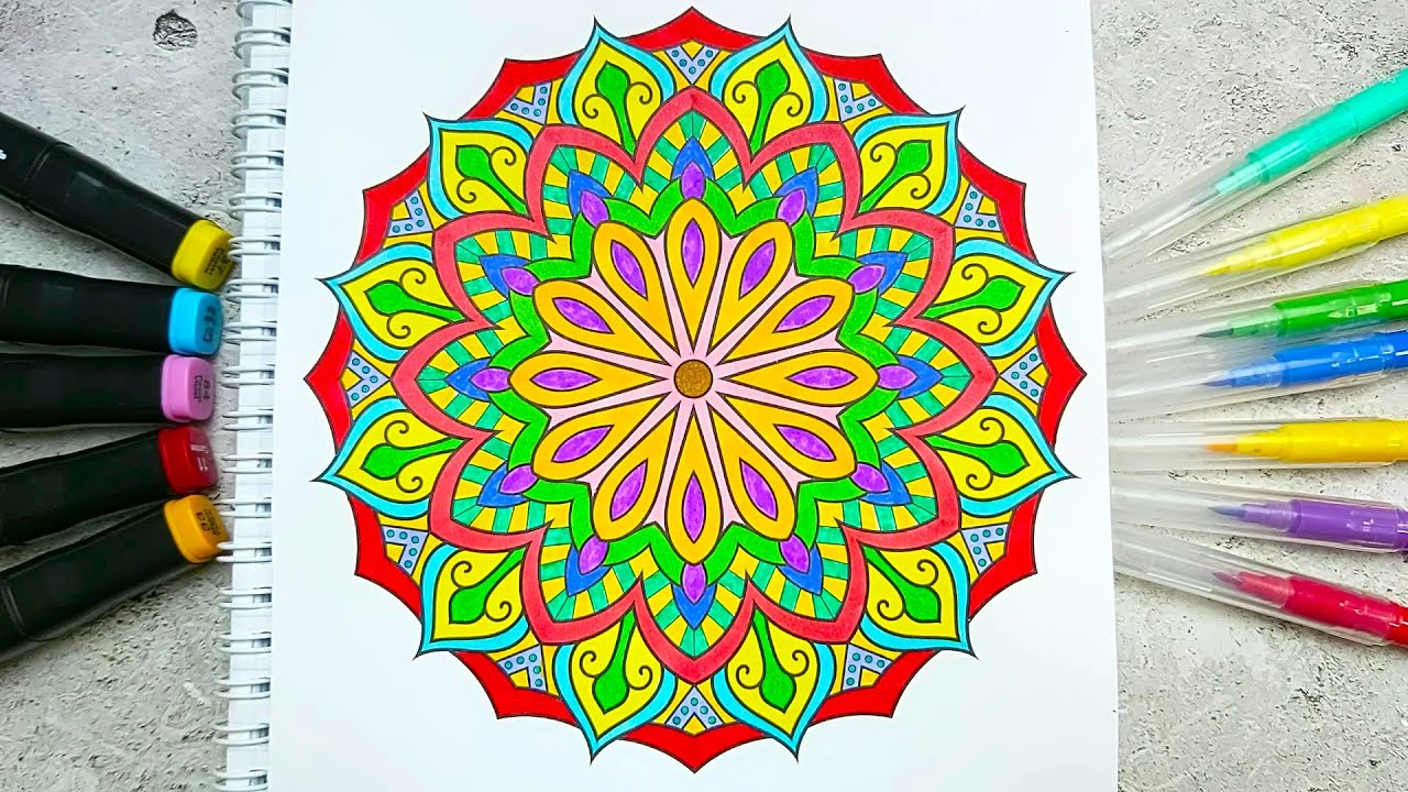 Relaxing Mandala Coloring Book (No talking) ASMR I Painting ror Adults #36