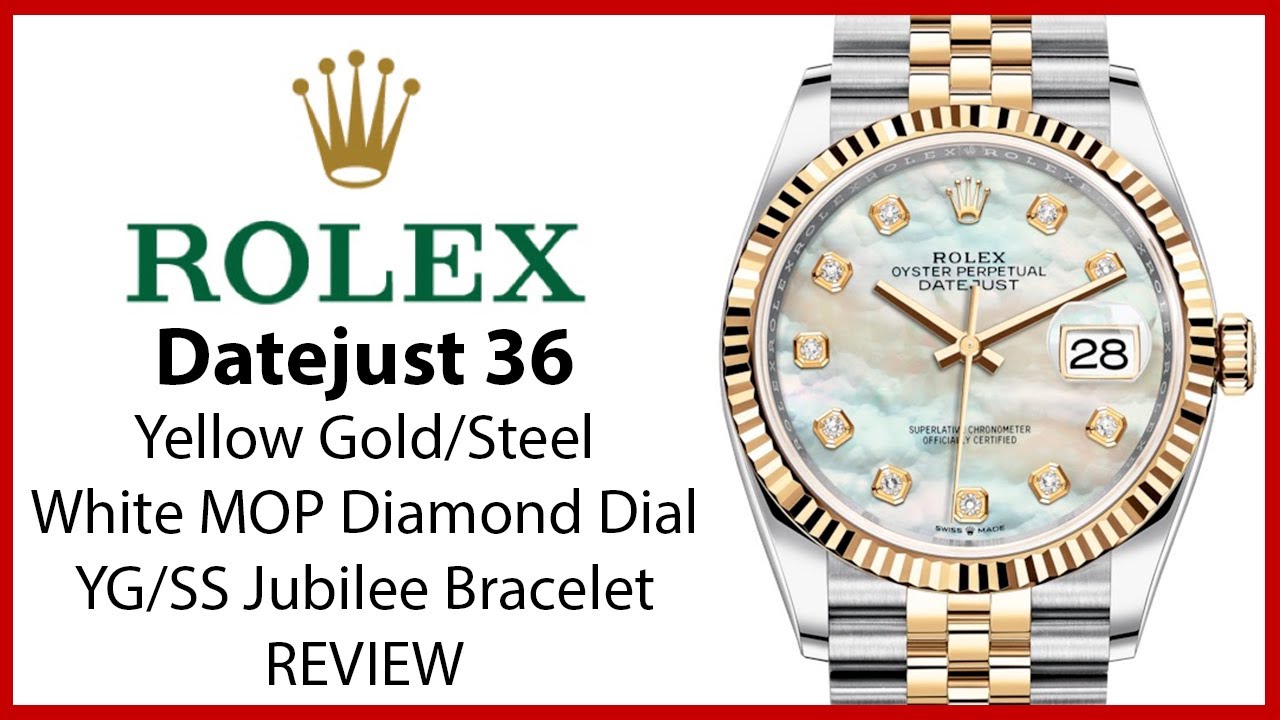 ▶Rolex Datejust 36 Yellow Gold/Steel White MOP Diamond Dial & Jubilee Bracelet - REVIEW 126233
