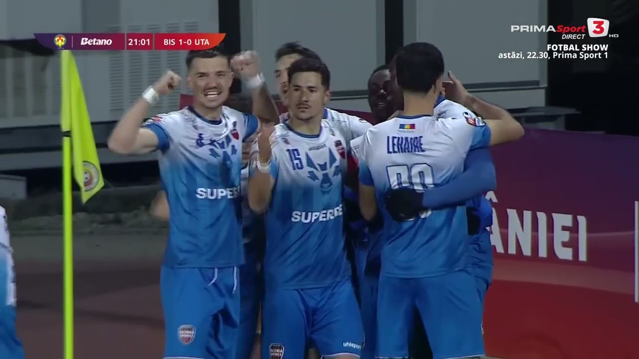 GOOOL! Gloria Bistrița - UTA 1-0. Chukwu deschide scorul cu o lovitură de cap