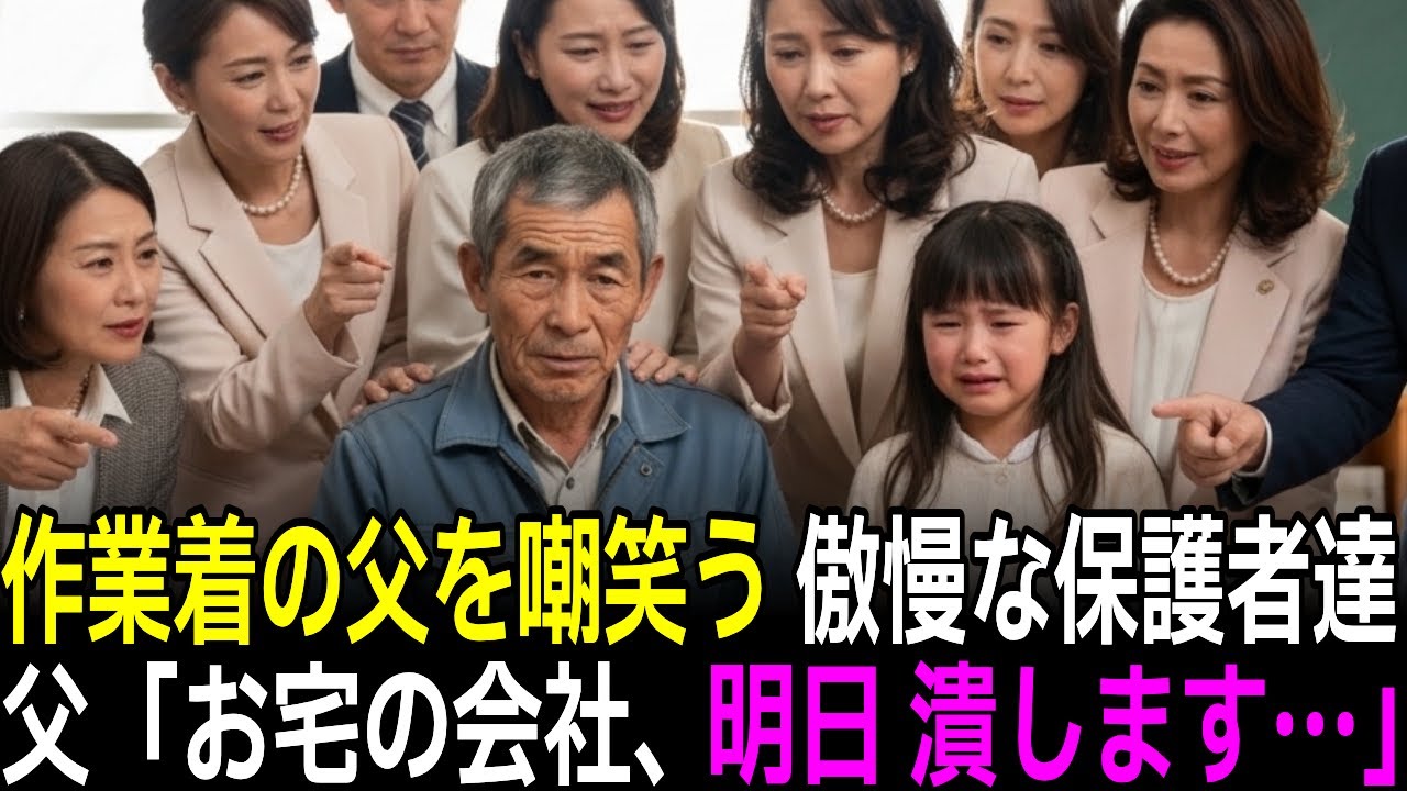 古びた作業着姿で授業参観に来た父親を見て、嘲笑う保護者たち。父「あなたの会社、明日潰します」保護者「えっ？…」