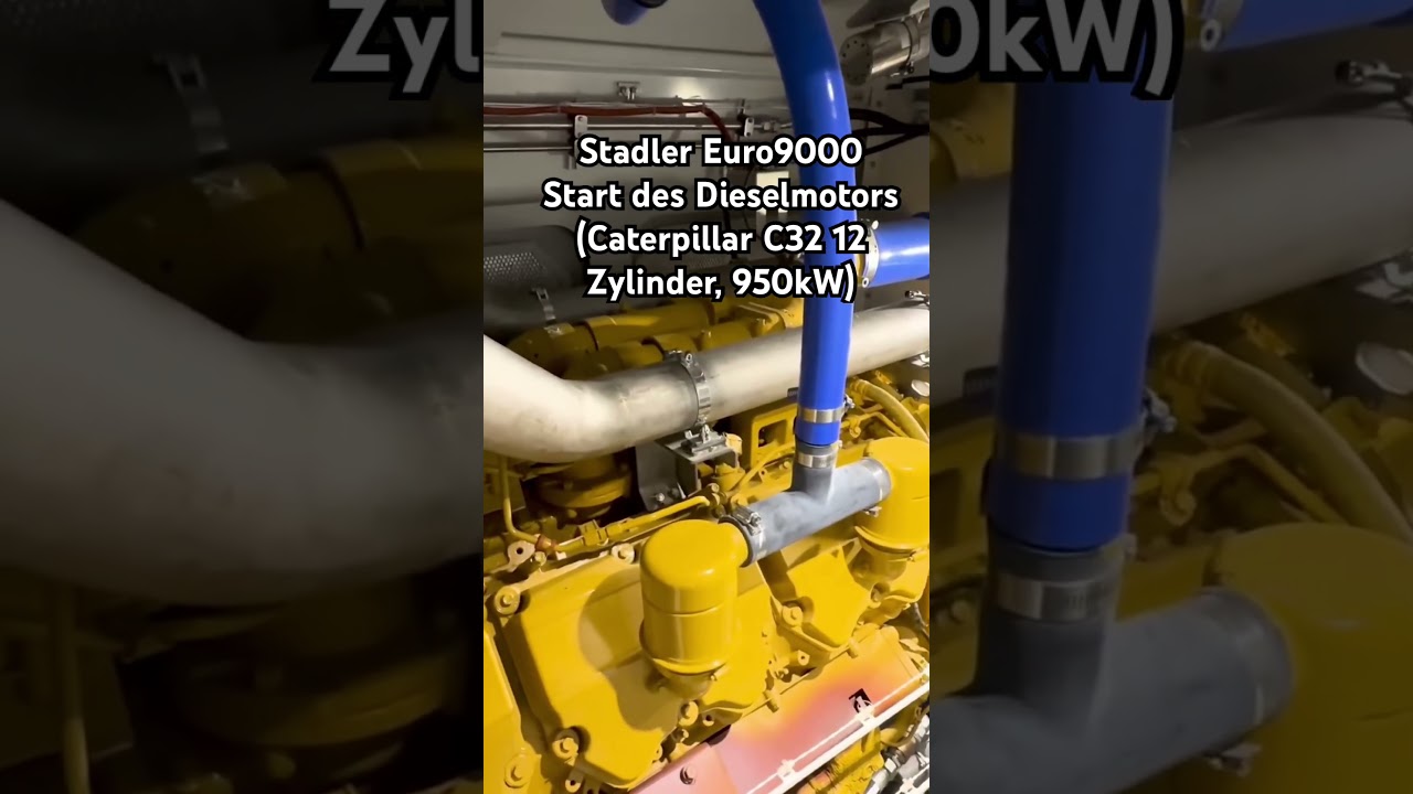 Stadler Euro9000 - Start einer der Dieselmotore (CAT C32) #lokf&uuml;hrer #dieselpower
