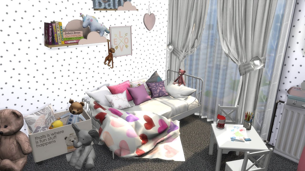 The SIMS 4 / apartment for single mom with a toddler and a dog / speed build / lots of CC links