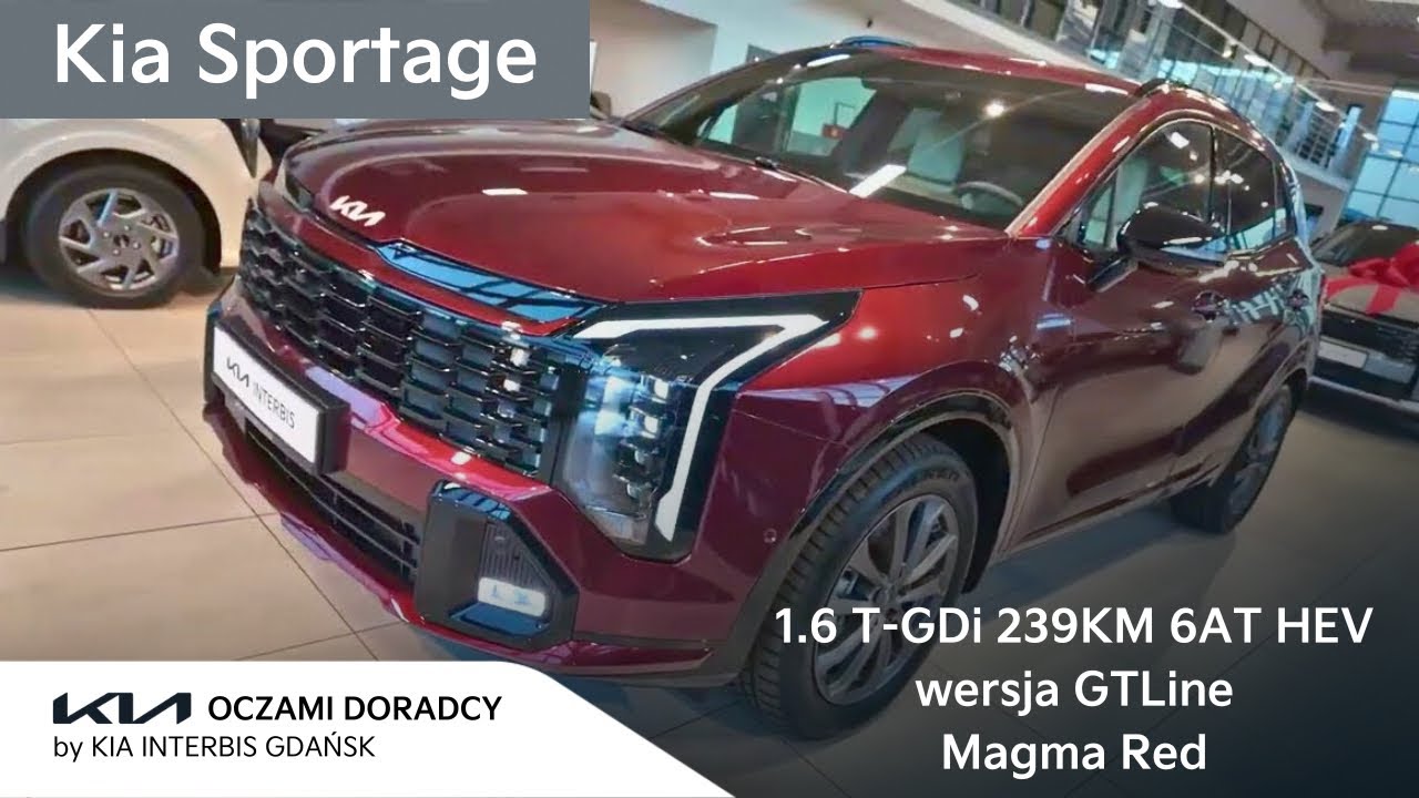 Kia Sportage FL [1.6 T-GDi 239KM 6AT FWD HEV] GTLine w kolorze MAGMA RED | prezentacja 4K