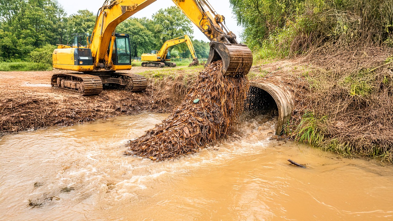 Unclogging a Forgotten Culvert Drain in the Countryside