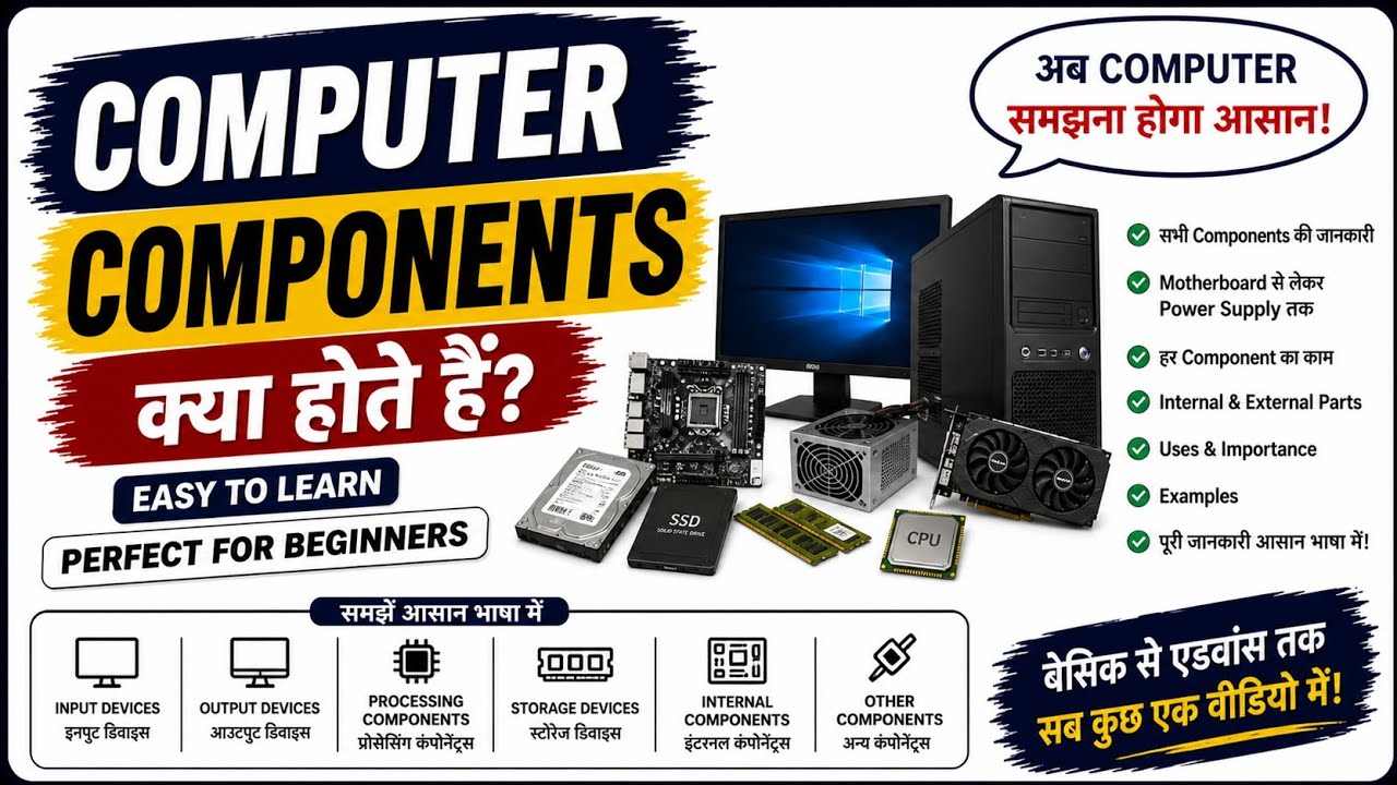Components of computer system | CPU, ALU, CU & Memory