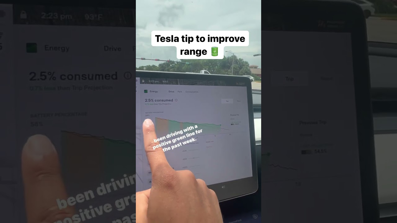 Tesla tip to increase range #tesla #teslacar #rangetest #electricvehicles #battery tric