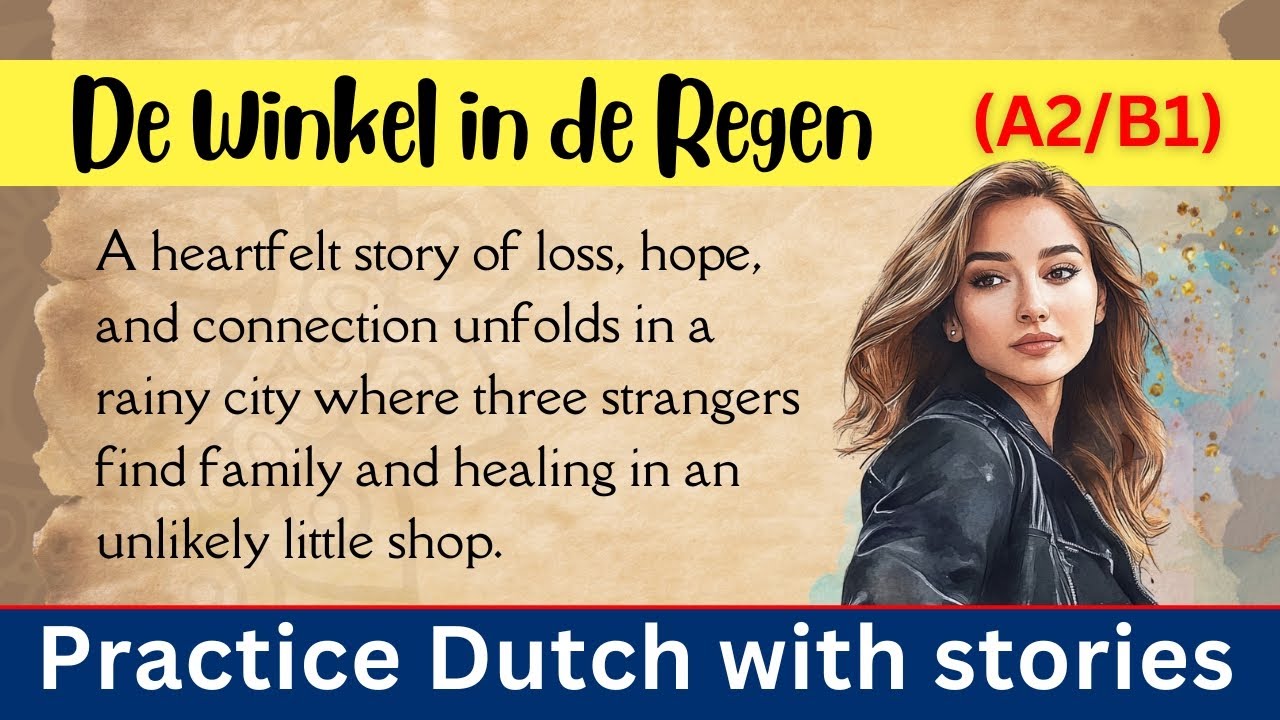 Learn Dutch with a Story: De Winkel in de Regen 📌 Short Dutch Story for Beginners 💡 (A2-B1)
