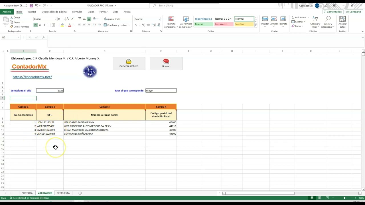 Validar RFC, nombre o razón social y Código Postal en el SAT