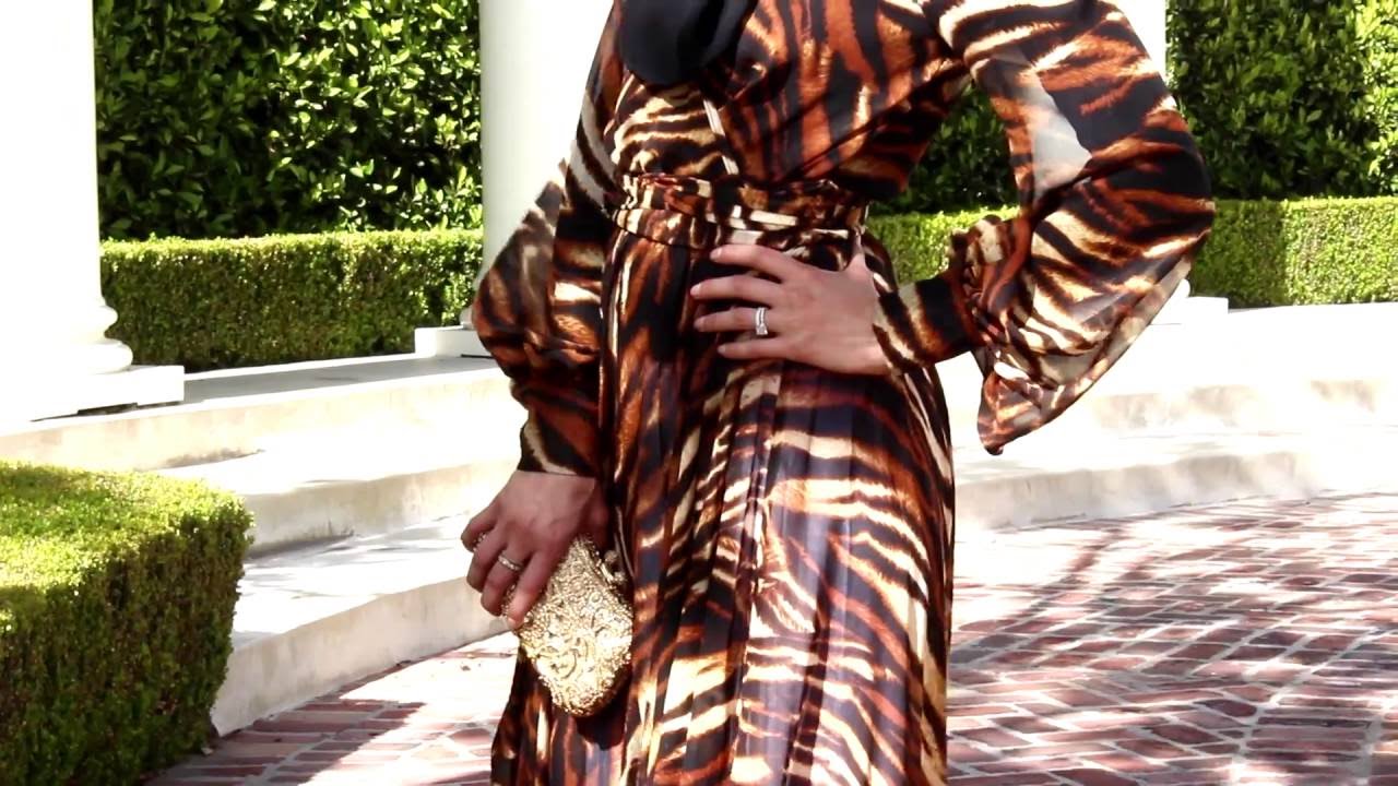 Tiger Print Long Sleeve Maxi Dress