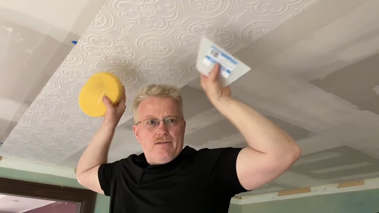 How to Hang Anaglypta Luxury Vinyl Wallpaper on a Ceiling - Spencer Colgan