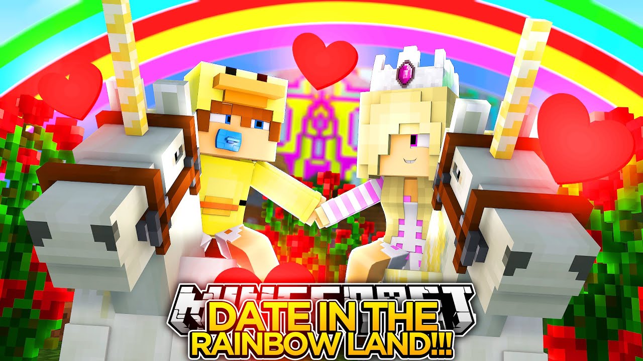 AWESOME DATE IN THE RAINBOW LAND w/ BABY DUCK!!!- Minecraft - Baby Leah Adventures.