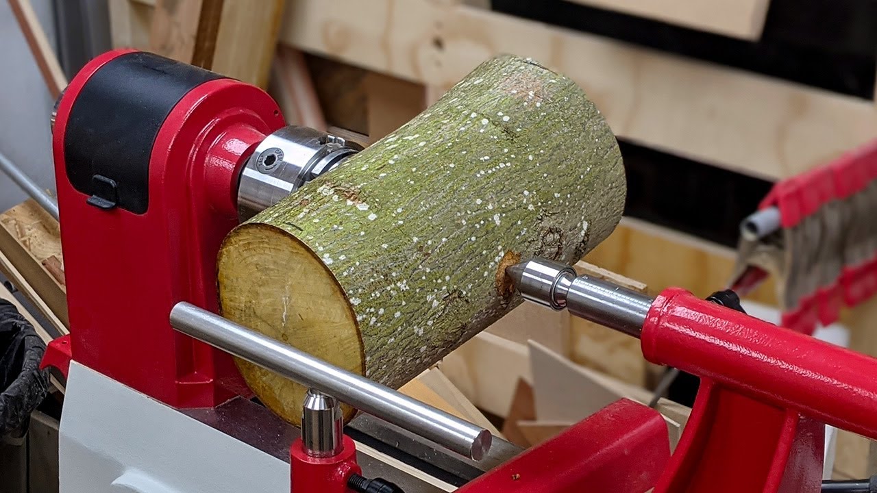 Woodturning - The Big Hornbeam Log - Live Edge Bowl