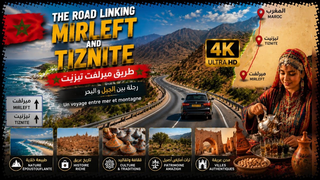 The road linking Mirleft And Tiznite 4K 🇲🇦 طريق ميرلفت تيزنيت