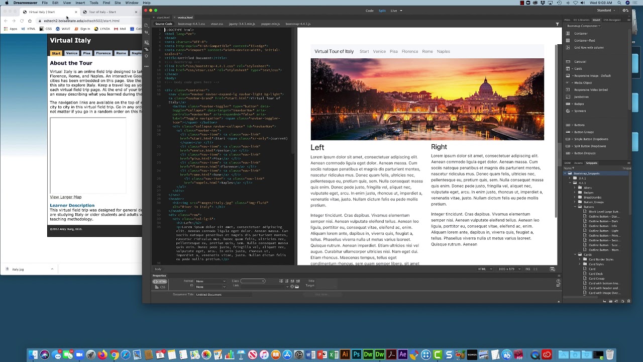 Creating a website using bootstrap in Dreamweaver 2020 for beginners