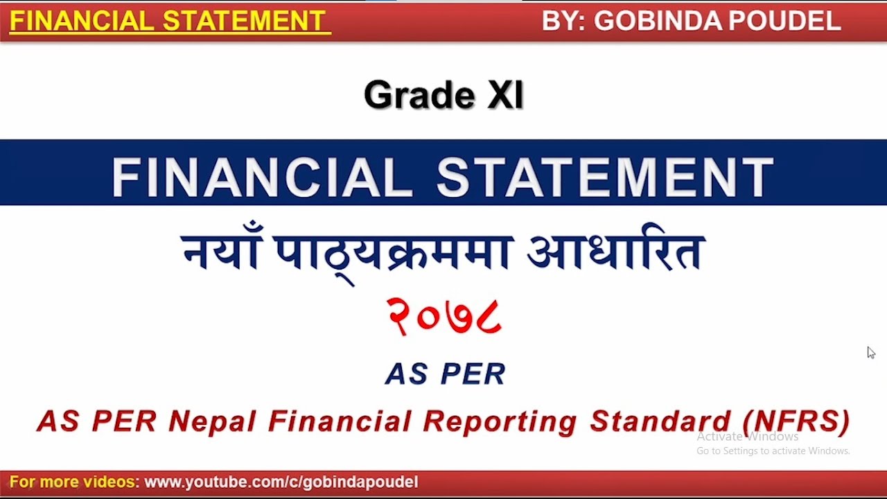 Financial Statement | Nepal Financial Reporting Standard (NFRS)|statement of profit or loss|Grade XI