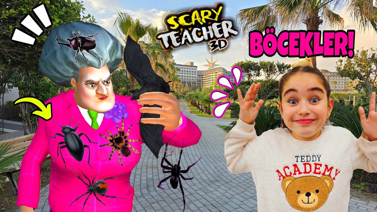 ELİF SCARY TEACHER PEŞİMİZDE !! BAYILTTI BÖCEKLER KOYDU !! بابا جاب لي بالون - جنى مقداد | طيور بيبي