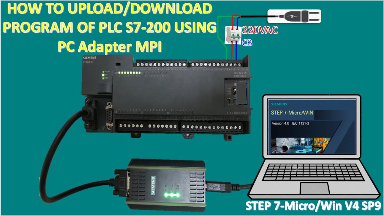 Подключите ПЛК S7-200 CPU 226 CN к компьютерному адаптеру MPI с помощью кабеля Step7 MicroWin V4....