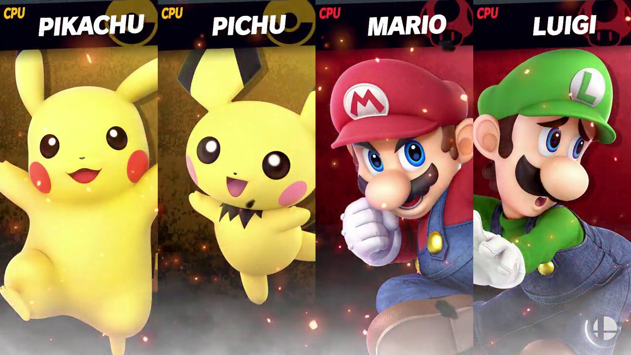 Super Smash Bros Ultimate; Pikachu and Pichu VS The Mario Bros