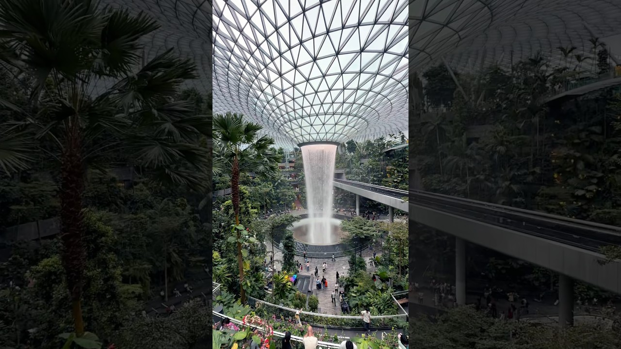 World's Tallest Indoor Waterfall: Jewel Changi Rain Vortex #singapore #airport #travel2025 #nature