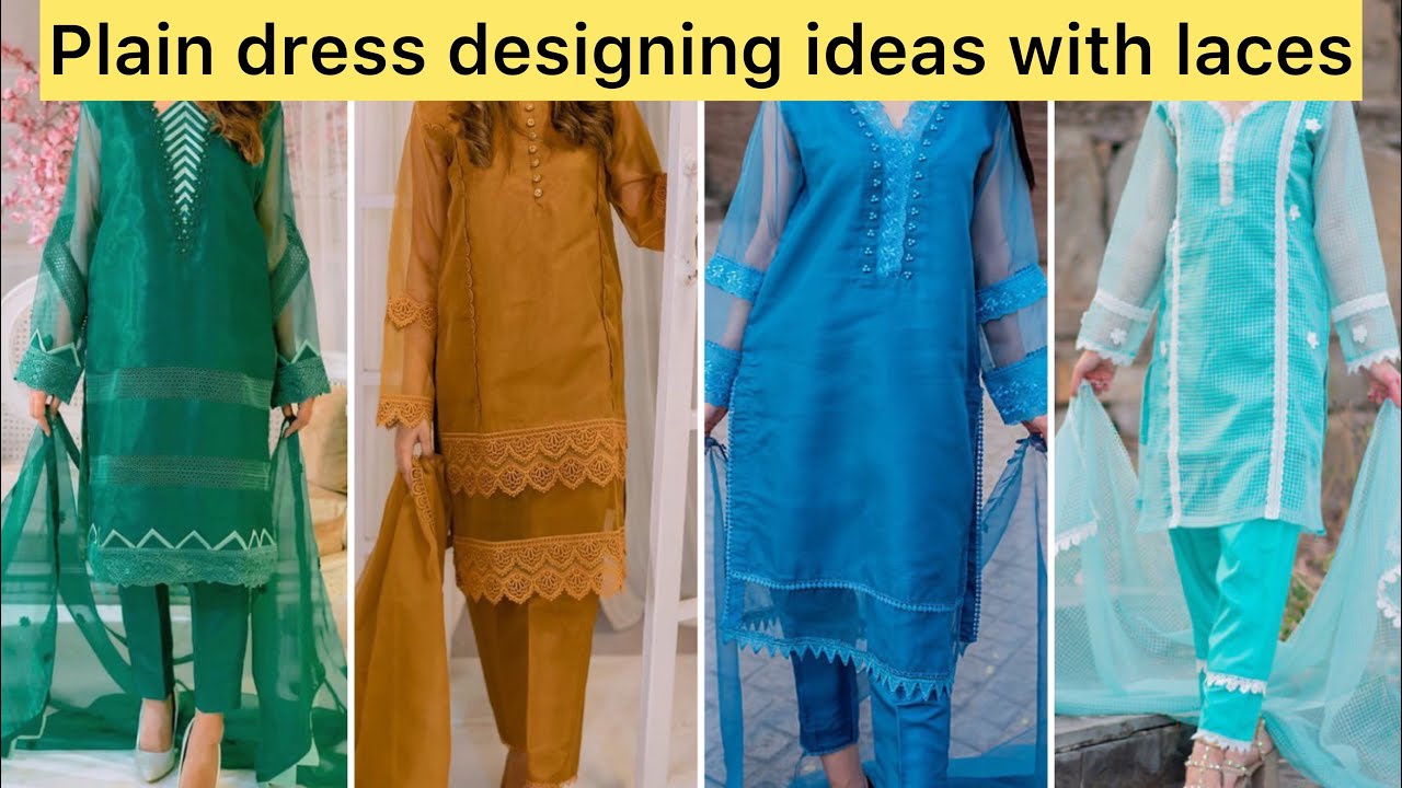 40+ Plain Suit Design Ideas With Lace | Plain dress designing | Printed dress designing