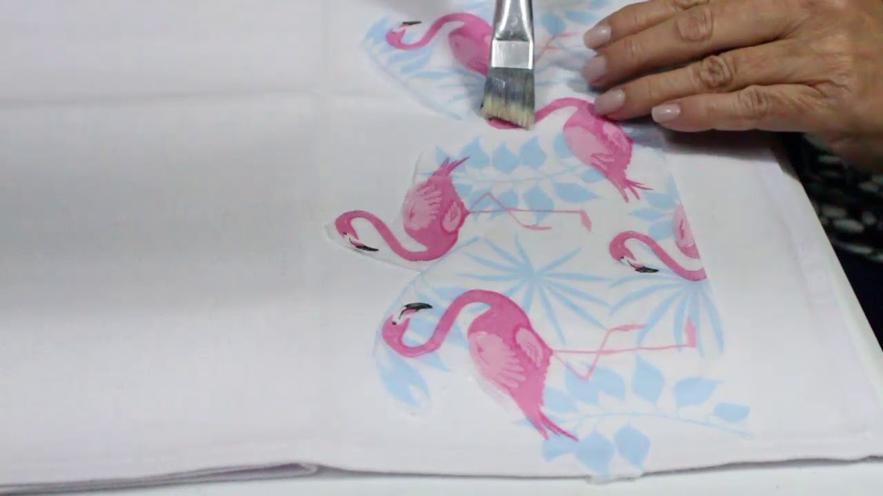 Pano de copa com decoupage flamingo