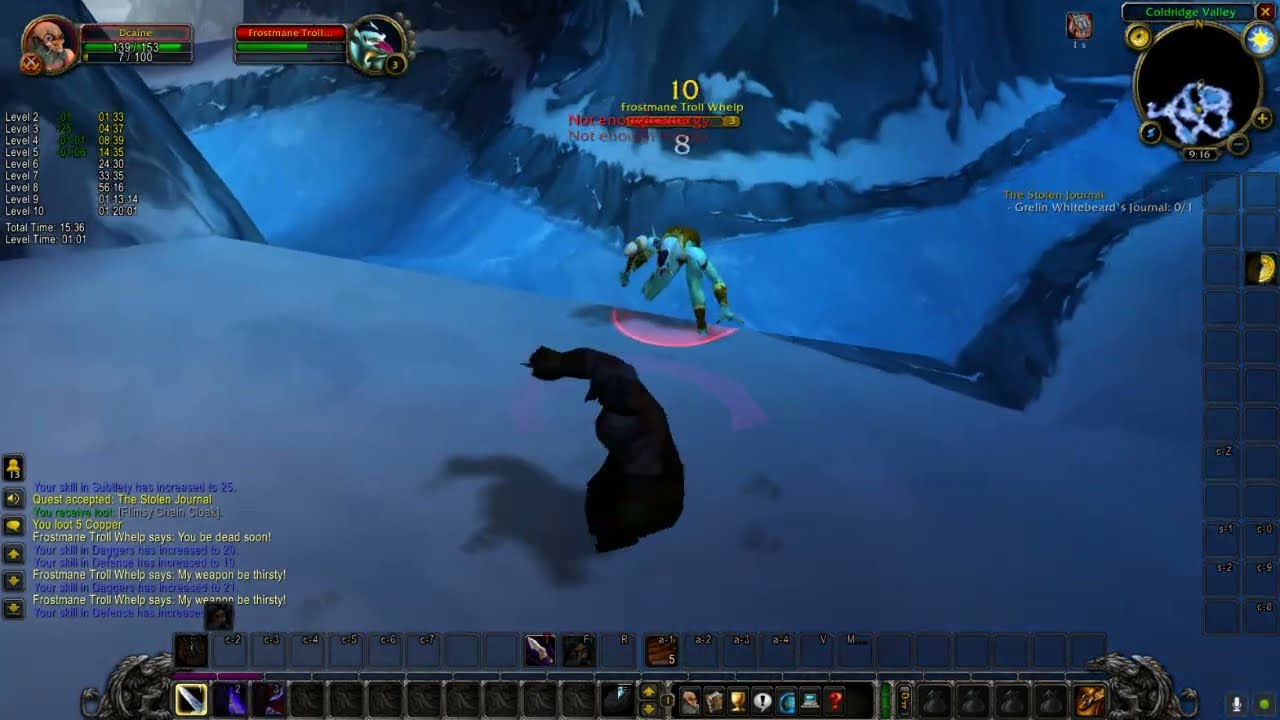 Dwarf Rogue 1-10 lvl (Classic WoW) Deathless/no skips  1H 18m45secs