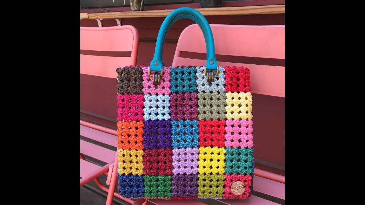 彩虹方塊包 Handmade Woven Color Block Bag