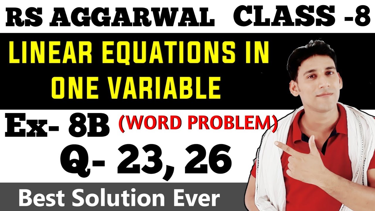 Q - 23 - 27 | Ex- 8B | Rs aggarwal - Class 8 | Linear Equations In One Variable - age word problems